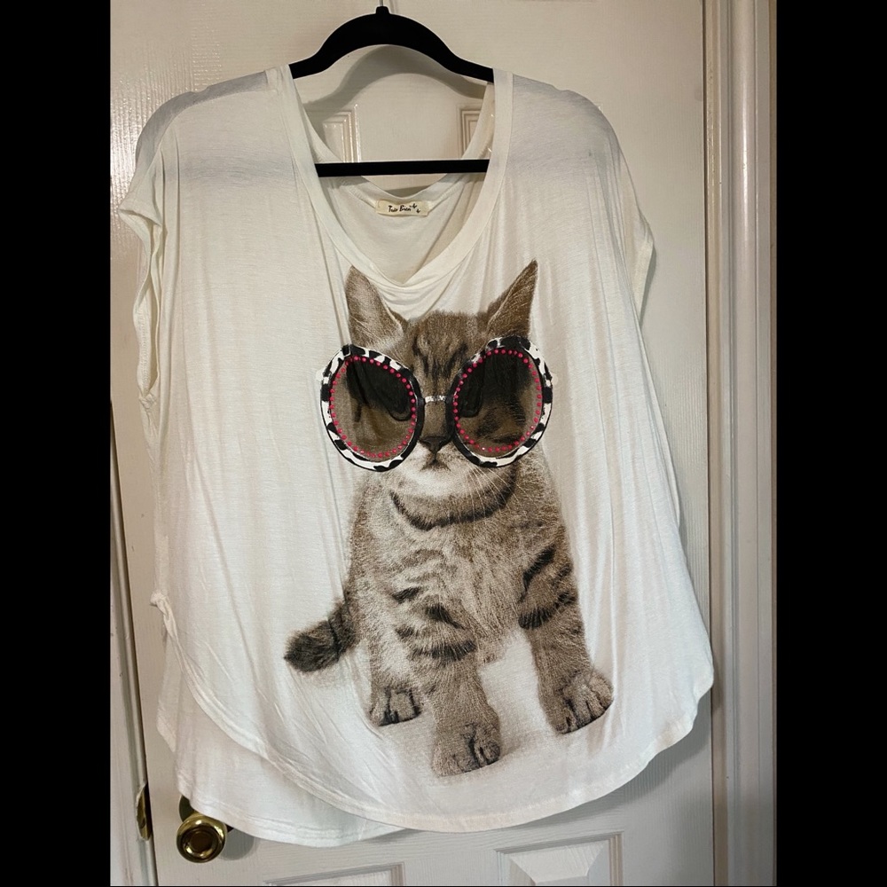 White cat blouse